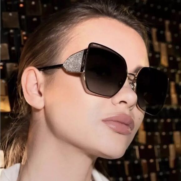 JIMMY CHOO Sunglasses River/S 2M2 Black Oversized Women NEW - Picture 14 of 15